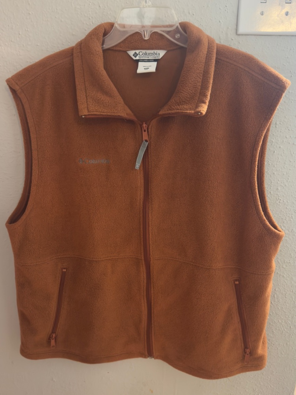 Columbia Men’s XL Rust Orange Full Zip Fleece Vest